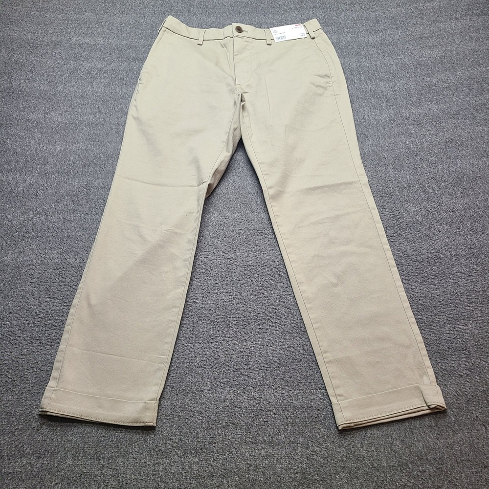 Uniqlo Slim Fit Chino Pants Mens 29x27.5 Beige NWT Altered Stretch Twill 450251